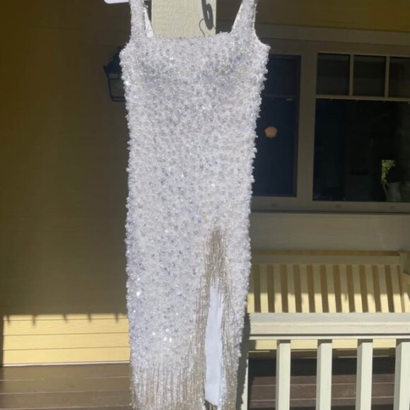Albina Dyla Beaded White Dress - Picture 1 of 3